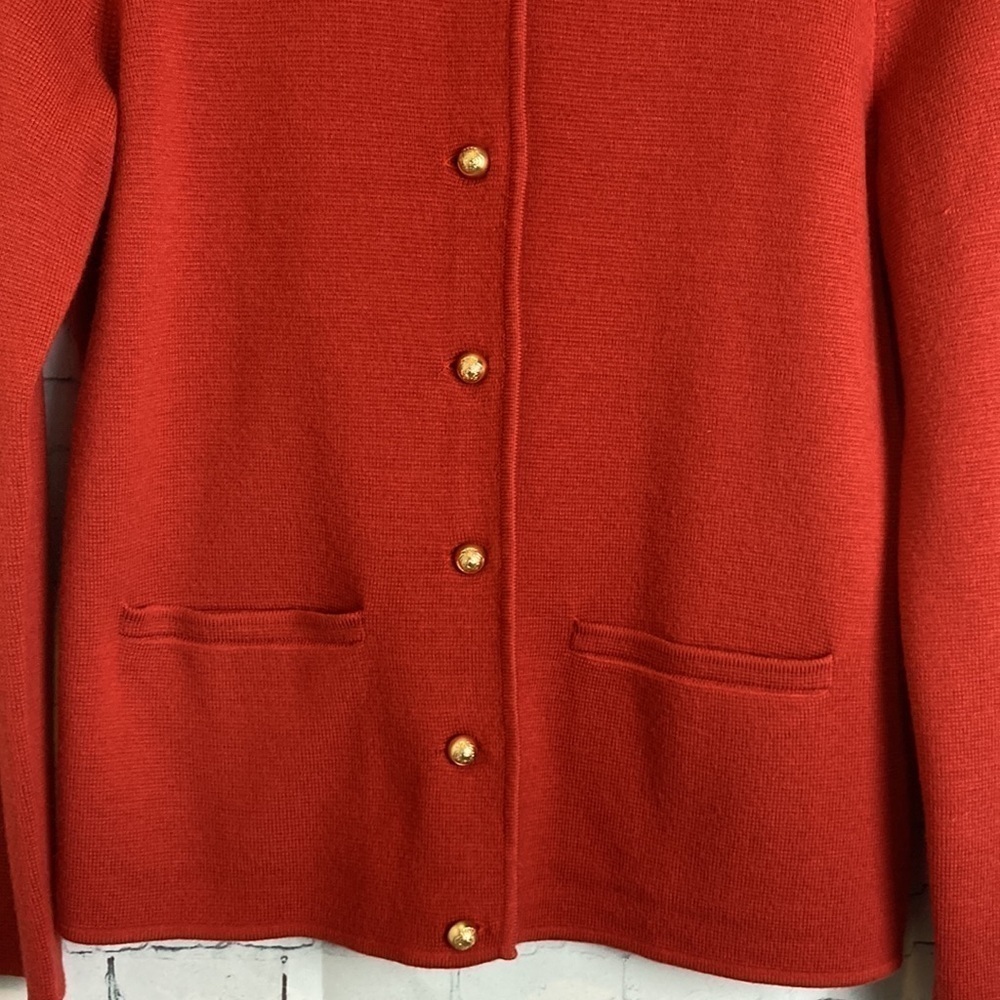 Talbots Merino Wool Blend Cardigan M Nautical Office Workwear Military Preppy - Picture 7 of 16